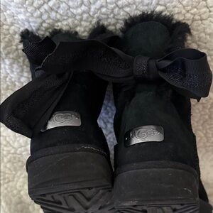 UGG Women's Black Winter Boots with Bow